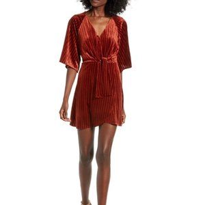 Wrap Style Rib Velvet Minidress